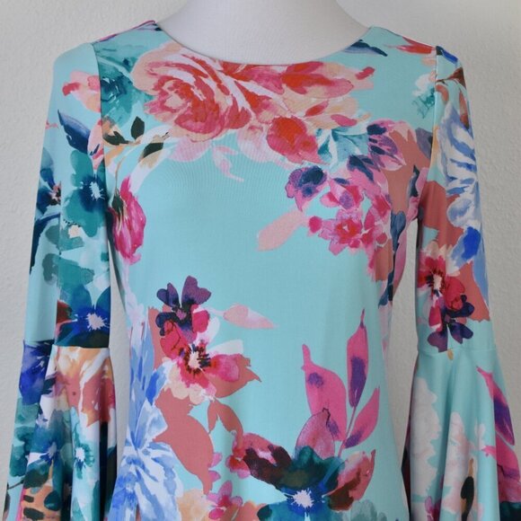 Calvin Klein Floral Bell Sleeve Sheath Dress - 4 - Picture 2 of 10